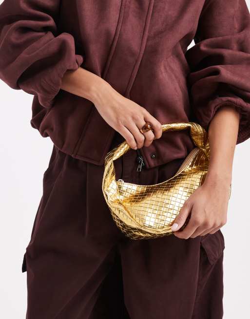 Glamorous - Geweven handtas in goud, 3 van 4