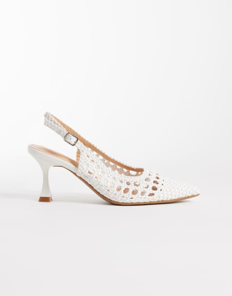 Glamorous - Geweven slingback schoenen met hak in wit - view 1