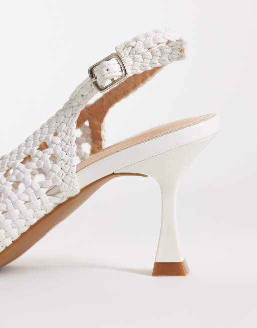 Glamorous - Geweven slingback schoenen met hak in wit, 3 van 4