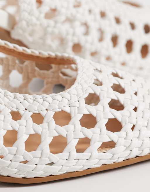 Glamorous - Geweven slingback schoenen met hak in wit, 4 van 4