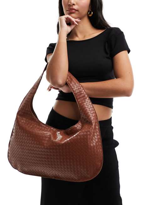 Glamorous - Geweven tote tas met schouderband in bruin