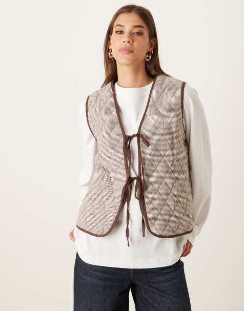 Glamorous - Gilet trapuntato marrone a quadretti - view 1