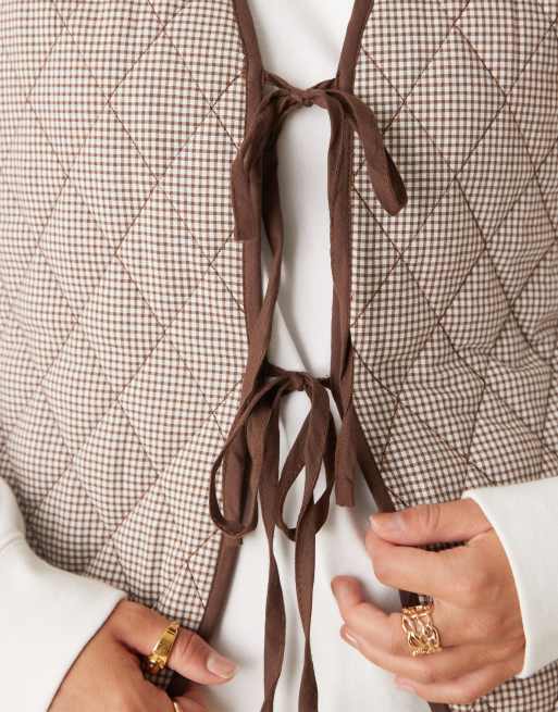 Glamorous - Gilet trapuntato marrone a quadretti, 3 di 4