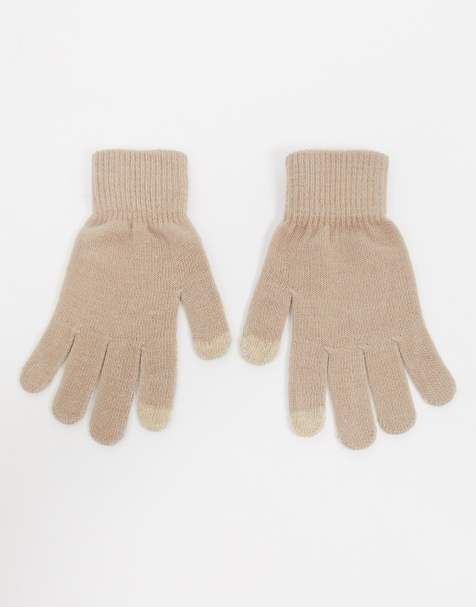 Glamorous gloves with touch screen in camel - view 1