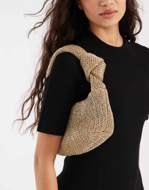 Glamorous – Goldfarbene Handtasche in Weboptik - view 1