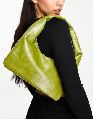 Glamorous grab bag in green patent
