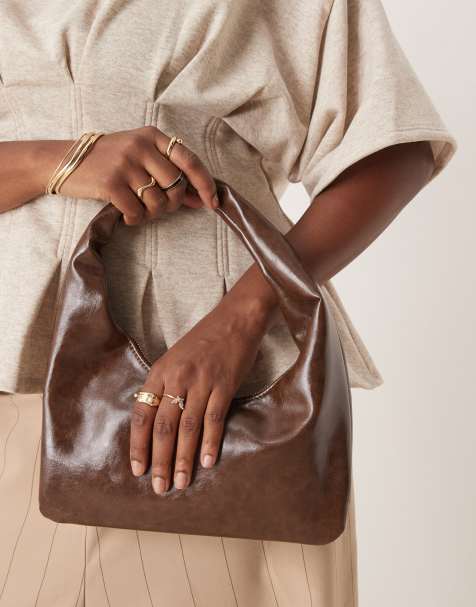 Glamorous grab shoulder bag in chocolate brown - view 1