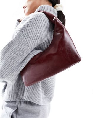 Glamorous grab shoulder bag in dark red