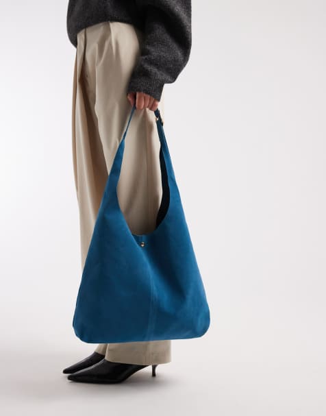 Glamorous - Grand sac porté épaule en imitation daim avec boucle en métal - Sarcelle - view 1