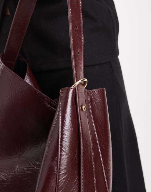 Glamorous - Grand sac porté épaule souple - Bordeaux ultra brillant  , 2 de 4