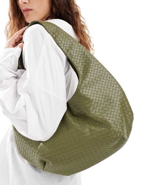 Glamorous - Grand sac porté épaule tissé - Vert foncé - view 1