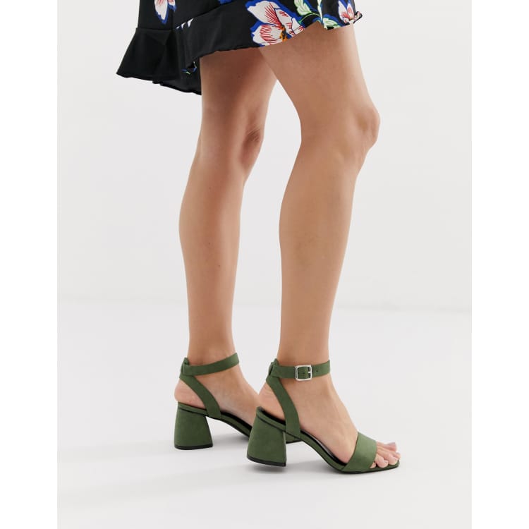 Dark green block heel hot sale sandals