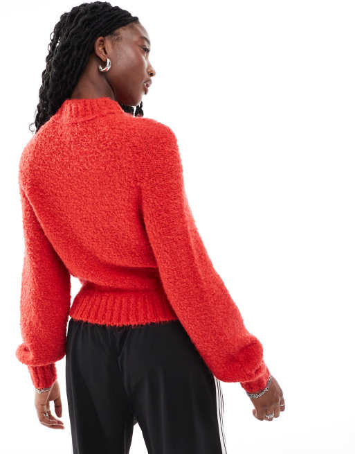 Glamorous – Grober Strickpullover in Rot mit kastigem Schnitt ASOS