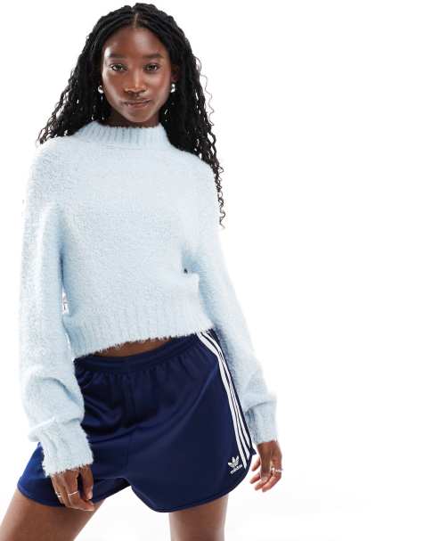 Glamorous – Gruby dzianinowy sweter o pudełkowym kroju w błękitnym kolorze - view 1