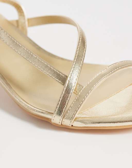 Glamorous – Guldfärgade sandaler med taxklack och smala remmar, 2 av 4