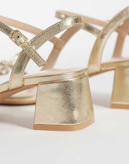 Glamorous - Guldfarvede sandaler med lav blokhæl, 2 af 4