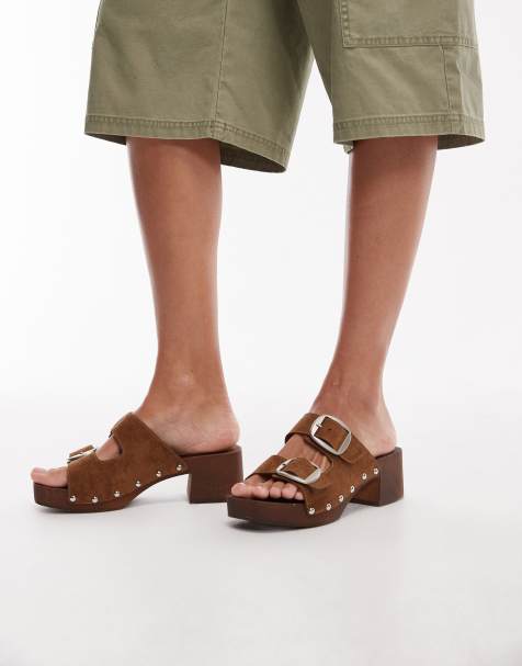 Glamorous - Gyldenbrune clogs i imiteret ruskind - view 1