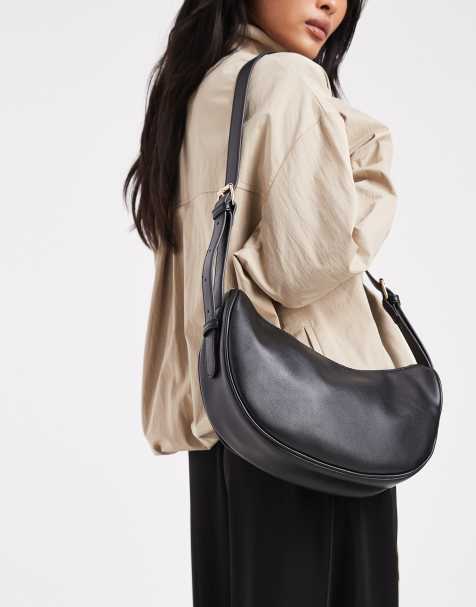 Glamorous – Halbmondförmige Schultertasche in einfarbigem Schwarz - view 1