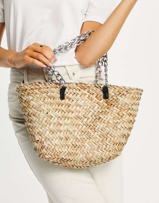 Glamorous - Håndholdt strå-tote med kæde-hank - Kun hos ASOS, 3 af 4