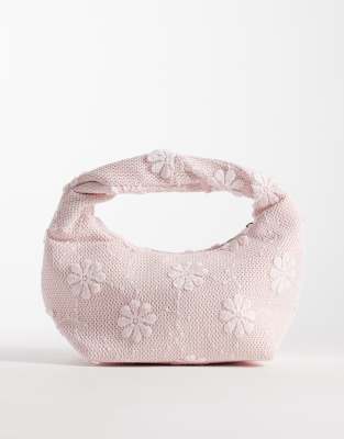 Glamorous - Handtasche in Rosa in Flechtoptik mit Blumenmuster