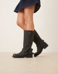 [Glamorous] Glamorous harness biker knee boots in black 36 BLACK
