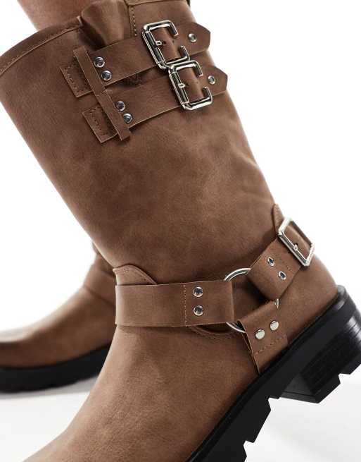 Glamorous - Harness - Stivali stile biker lavaggio beige, 3 di 4