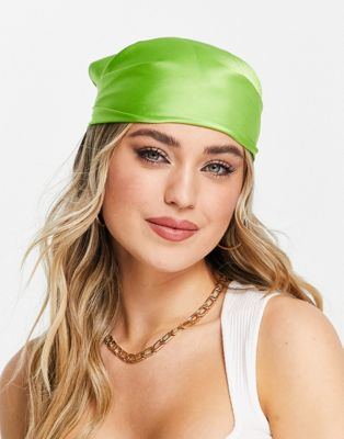 Glamorous headscarf in bright green satin