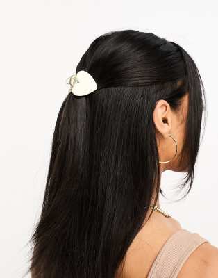 Glamorous Glamorous heart hair claw clip in white