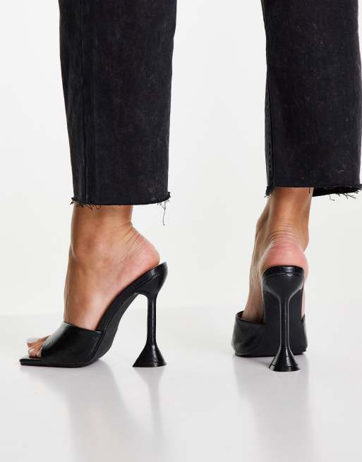 Glamorous heel sandals with statement heel in black croc, 2 of 4