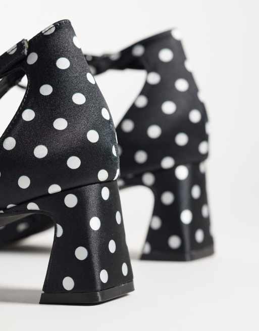Glamorous heeled mary janes in black and white polka dot, 2 of 4