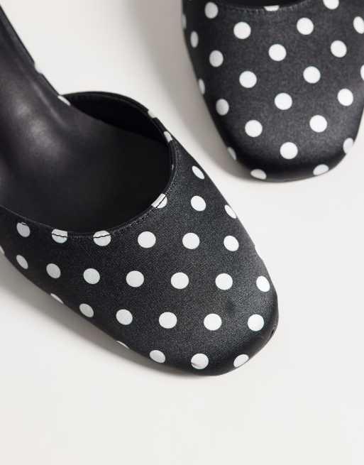 Glamorous heeled mary janes in black and white polka dot, 4 of 4
