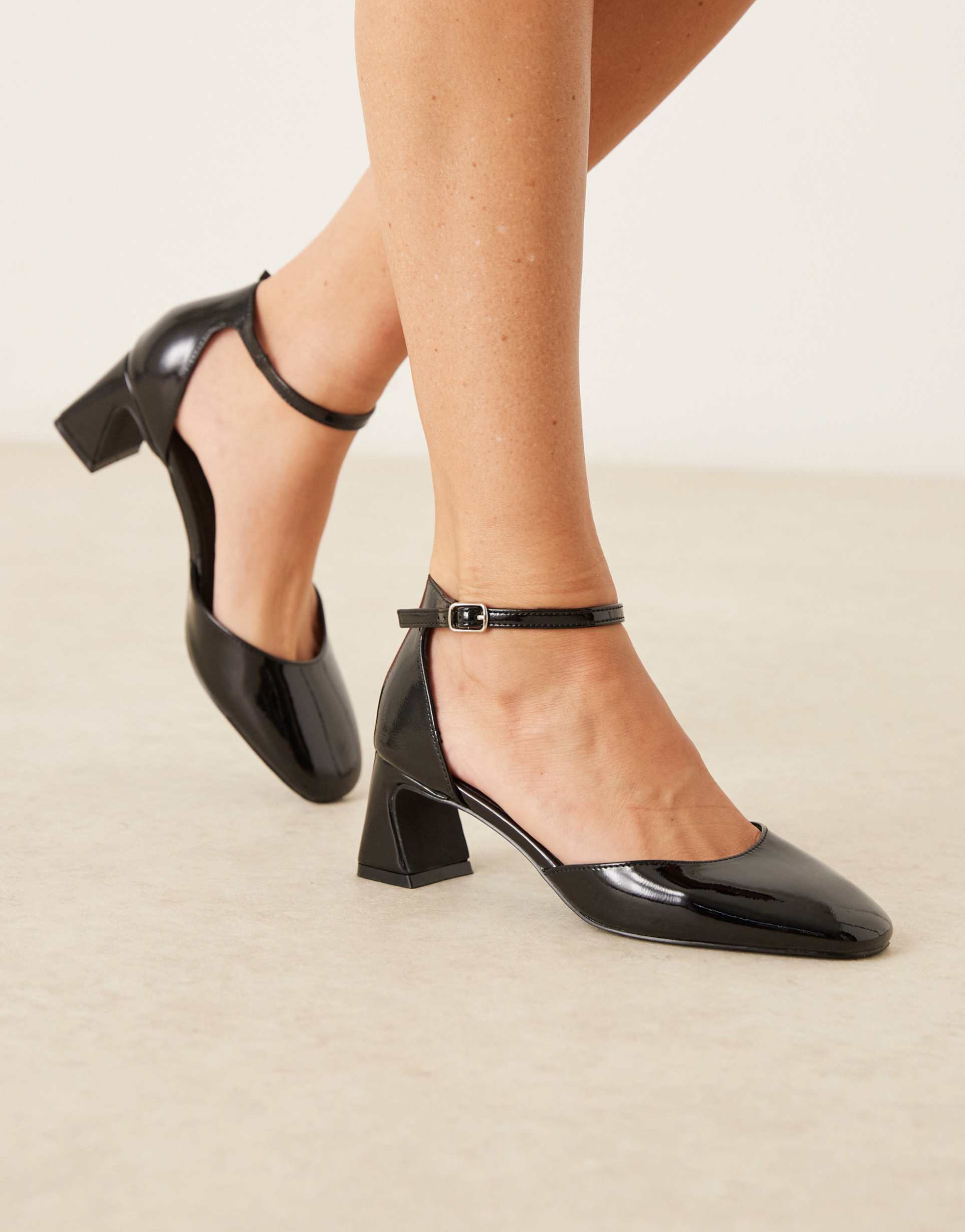 glamorous heeled mary janes in black patent