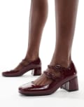 Glamorous heeled mary janes in burgundy-Red