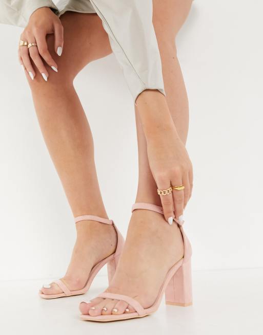 Glamorous heeled sandals with block heels in blush