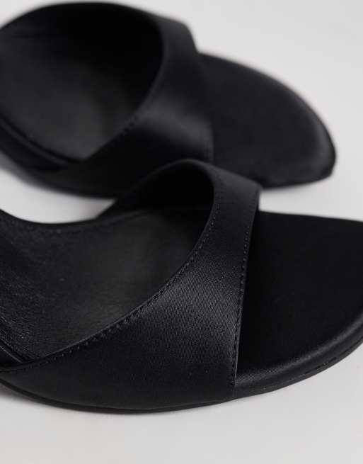 Glamorous heeled sandals with bow back detail in black, 3 of 5