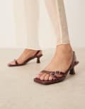 [Glamorous] Glamorous heeled sandals with buckle detail in burgundy patent-Red 38 Burgundy patent