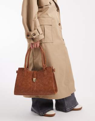 Glamorous - Henkeltasche im Bowler-Stil in Hellbraun-Brown