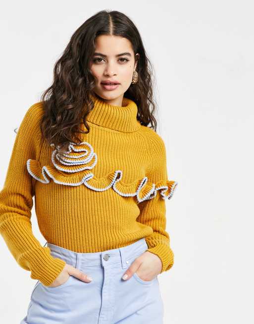 Mustard frill jumper hotsell