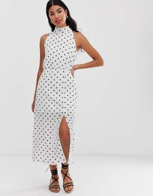 high neck spotty dress