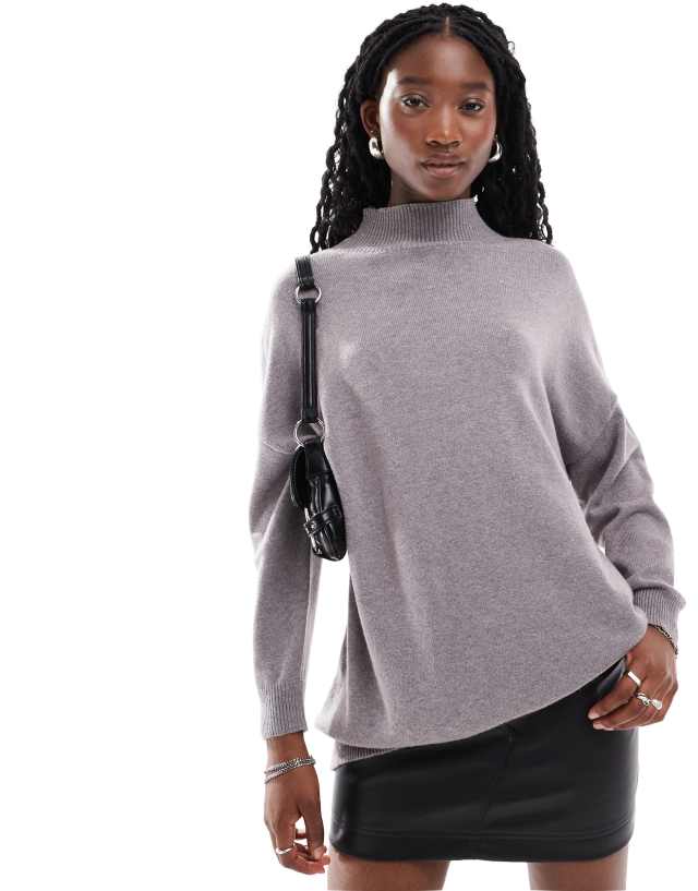 Glamorous - high neck oversized slouch jumper in mushroom knit