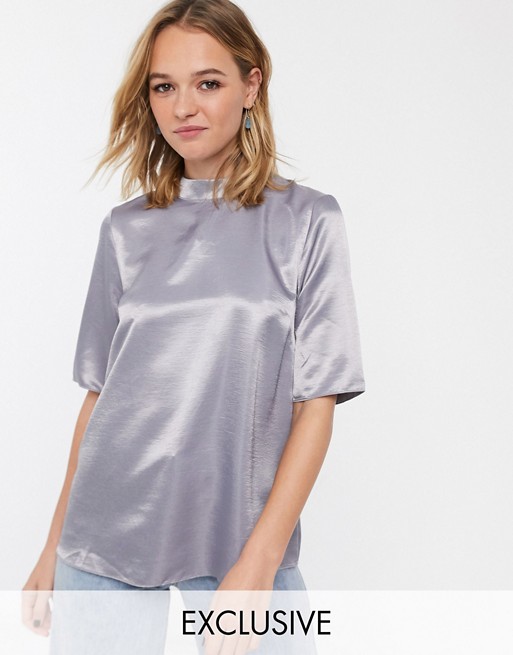 Glamorous high neck top in soft organza