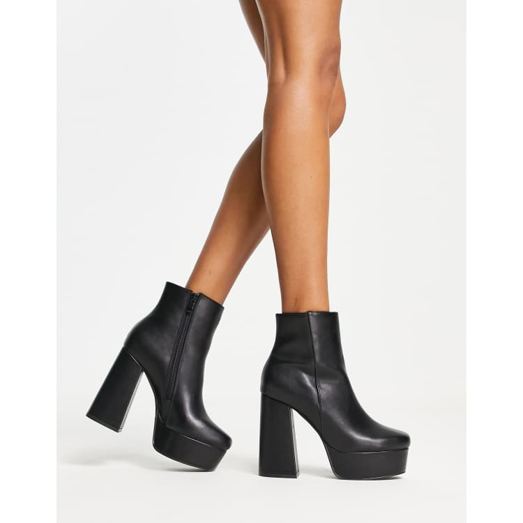 Black platform outlet chunky heel boots