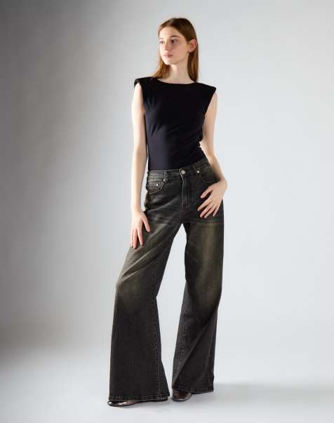 Glamorous High waist flare jeans in black vintage wash - view 1
