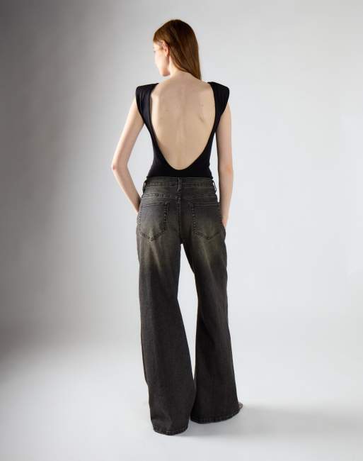 Glamorous High waist flare jeans in black vintage wash, 2 of 4