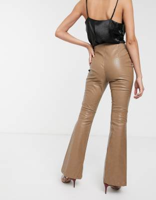 high waisted leather flare pants