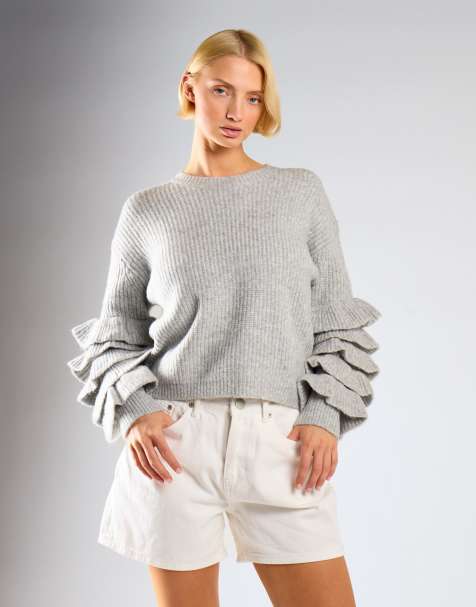 Glamorous High waist rigid denim short in ecru - view 1