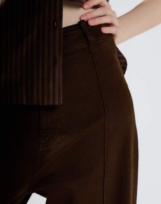 Glamorous High waist wide leg pants in mid brown, 4 of 4