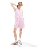 [Glamorous] Glamorous high waisted city shorts in pink white stripe (part of a set) 14 Pink Stripe