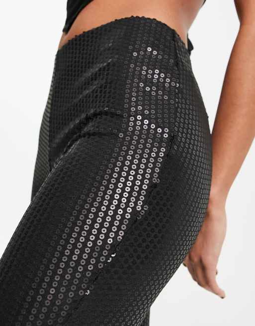 Sequined Stretch Mesh Leggings