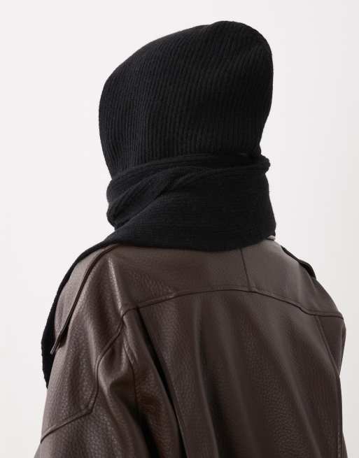 Glamorous hooded triangle scarf in black, 2 of 3